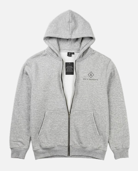 GP - grey cotton fleece hoodie
