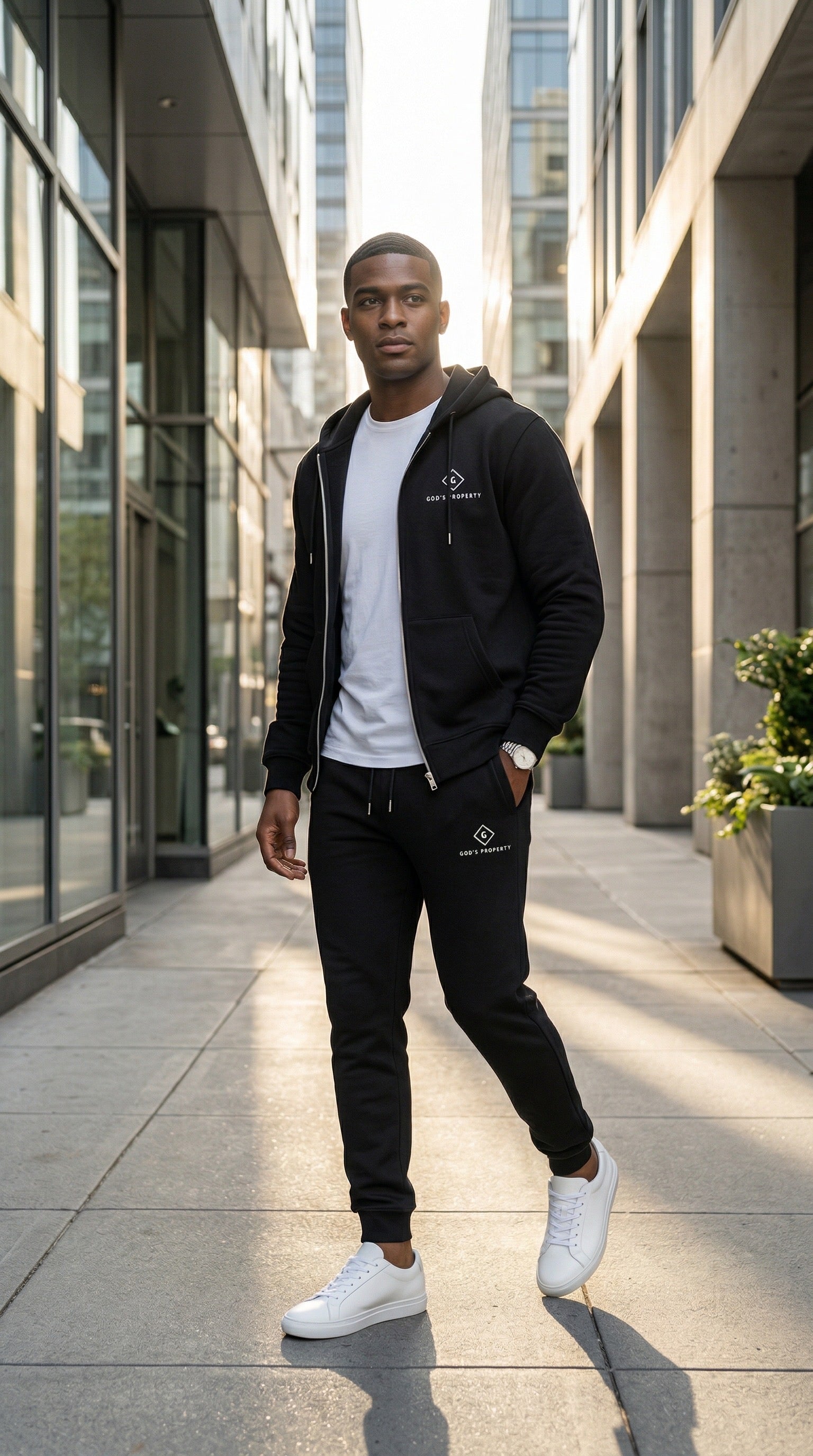 GP "Black" soft cotton fleece sweatsuit