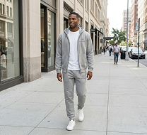 GP - grey cotton fleece hoodie